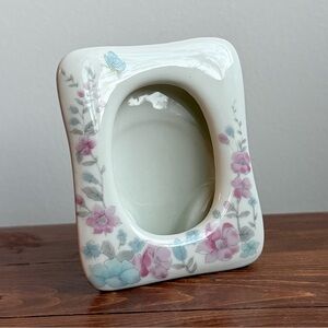 Vintage Picture Frame White Takashi Floral Butterfly Porcelain Made in Japan
